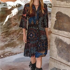 NWT Johnny Was patterned nash midi burnout dress